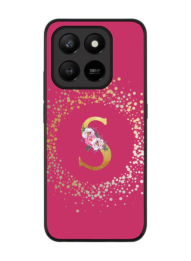 For Honor X7d 4G / X7d 5G / 400 Smart Case,Slim fit Camera Protection, Shockproof Thin Phone cover  - Custom Monogram Floral - S ( Deep Pink )